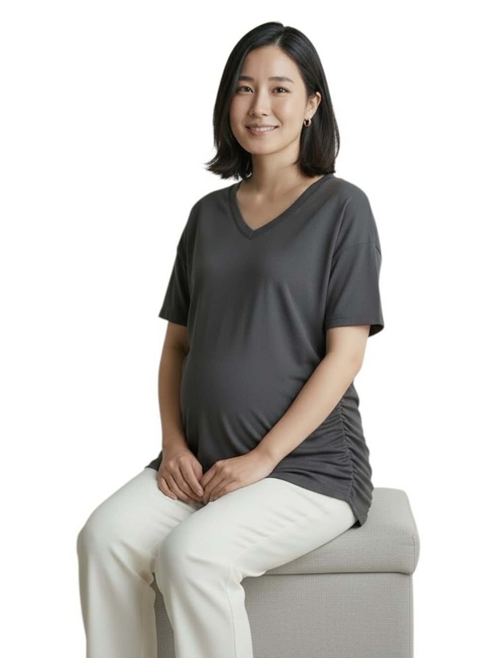 Ekouaer Maternity Grey Shirts V
Neck Dolman Sleeve SZ XL Very Stretchy